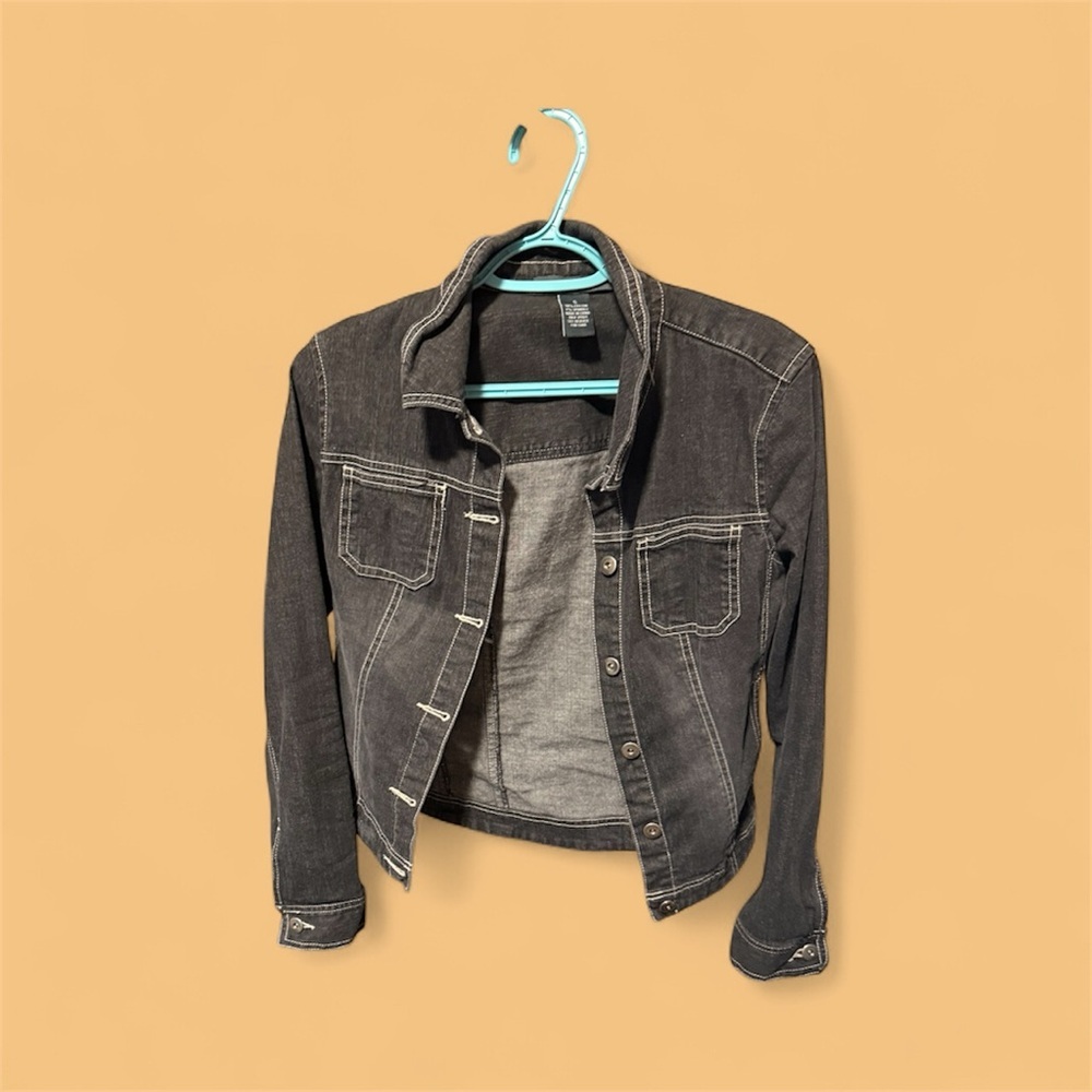 French Cuff Black Jean Jacket